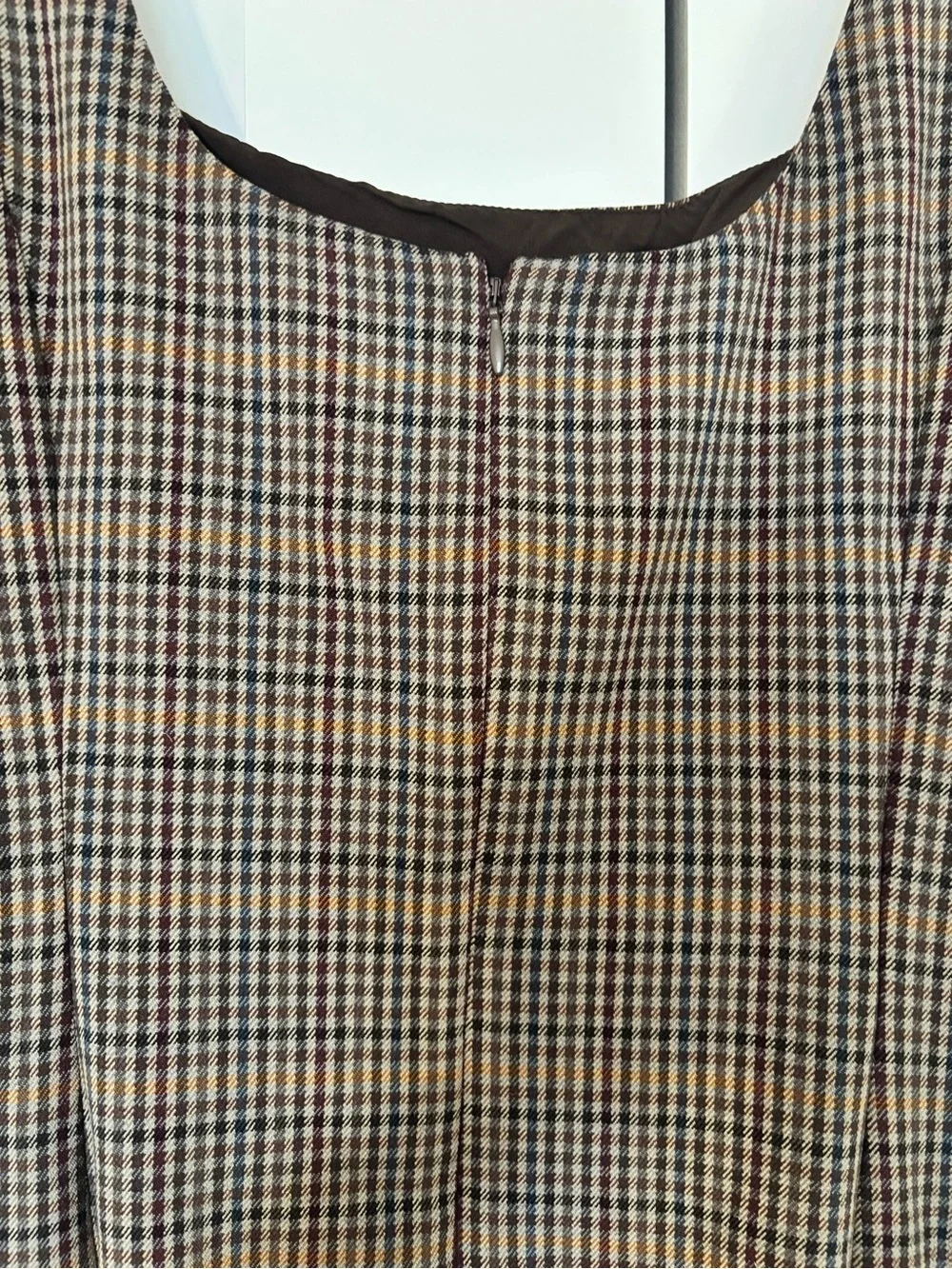 GAP Brown Plaid Square-Neck Pleated Mini Dress - Picture 4 of 8